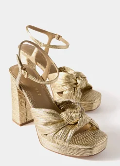 Amy Gold Textured Platform High Heels