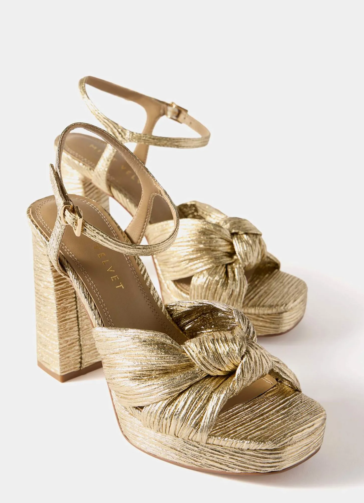 Amy Gold Textured Platform High Heels