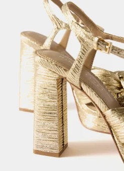 Amy Gold Textured Platform High Heels