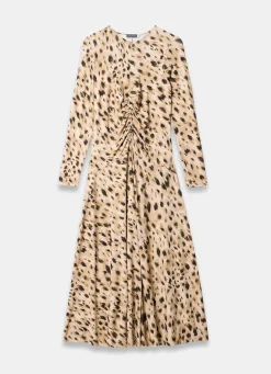 Animal Print Zip Jersey Midi Dress