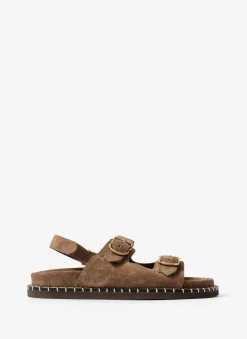 Aria Brown Suede Double Buckle Sandals