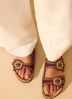 Ava Red Suede Beaded Sandals