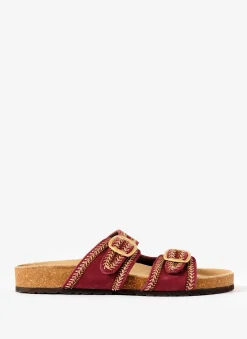 Ava Red Suede Beaded Sandals