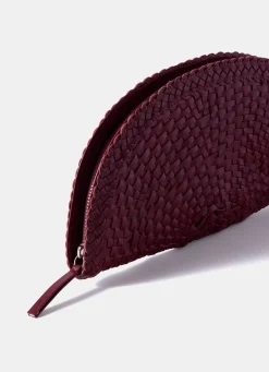 Bea Red Leather Woven Clutch