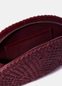 Bea Red Leather Woven Clutch