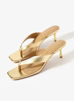 Betty Gold Leather Flip Flop Heels