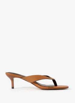 Betty Tan Leather Flip Flop Heels