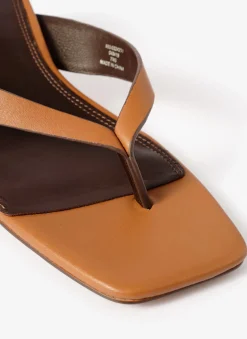 Betty Tan Leather Flip Flop Heels