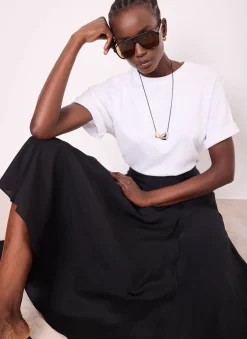 Black A Line Midi Skirt