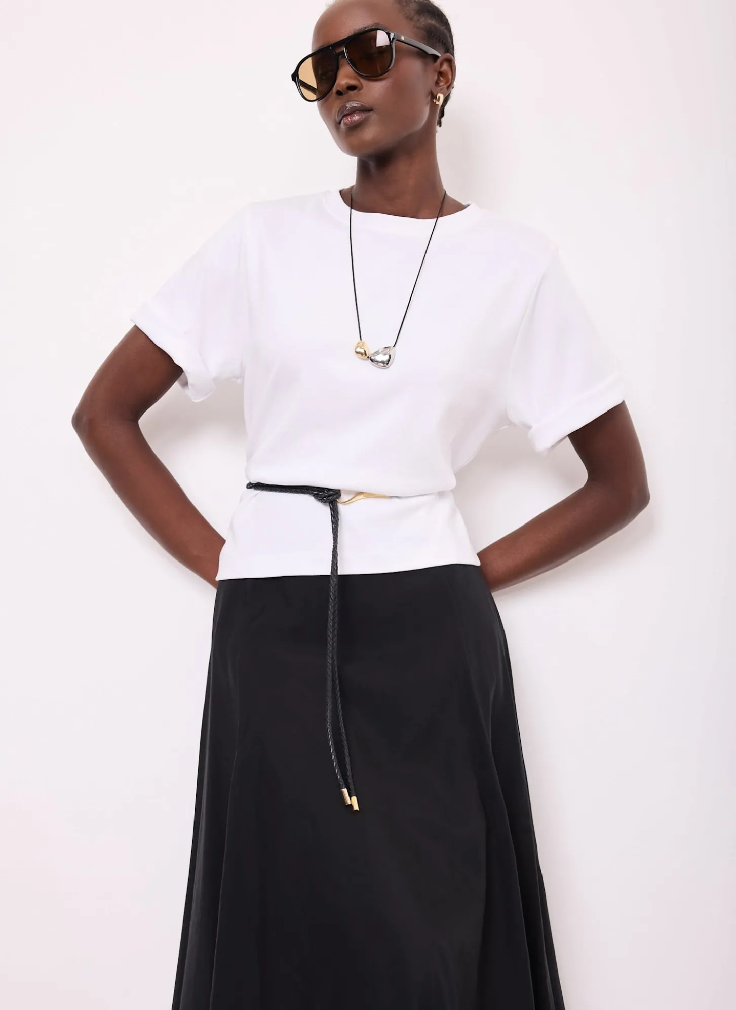 Black A Line Midi Skirt