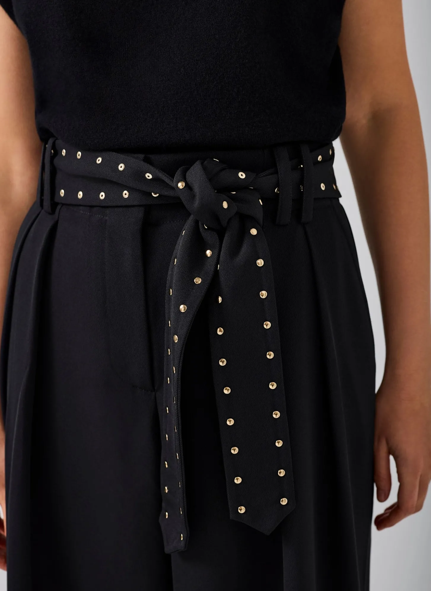Black Belted Wide Trousers