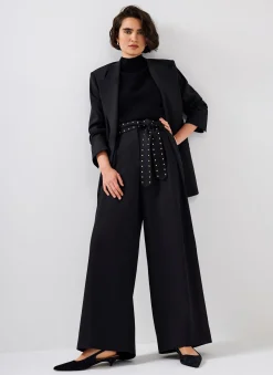 Black Belted Wide Trousers