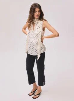 Black Cotton Blend Capri Trousers