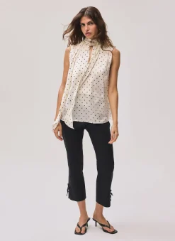 Black Cotton Blend Capri Trousers