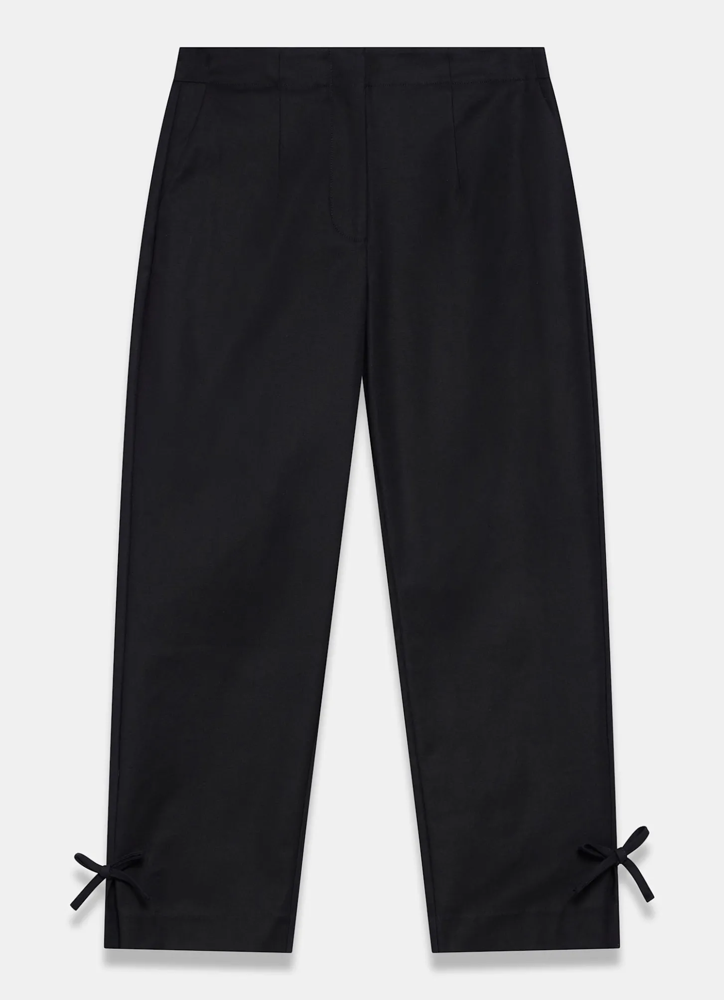 Black Cotton Blend Capri Trousers