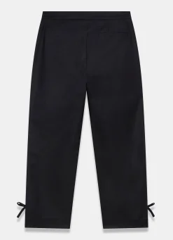 Black Cotton Blend Capri Trousers