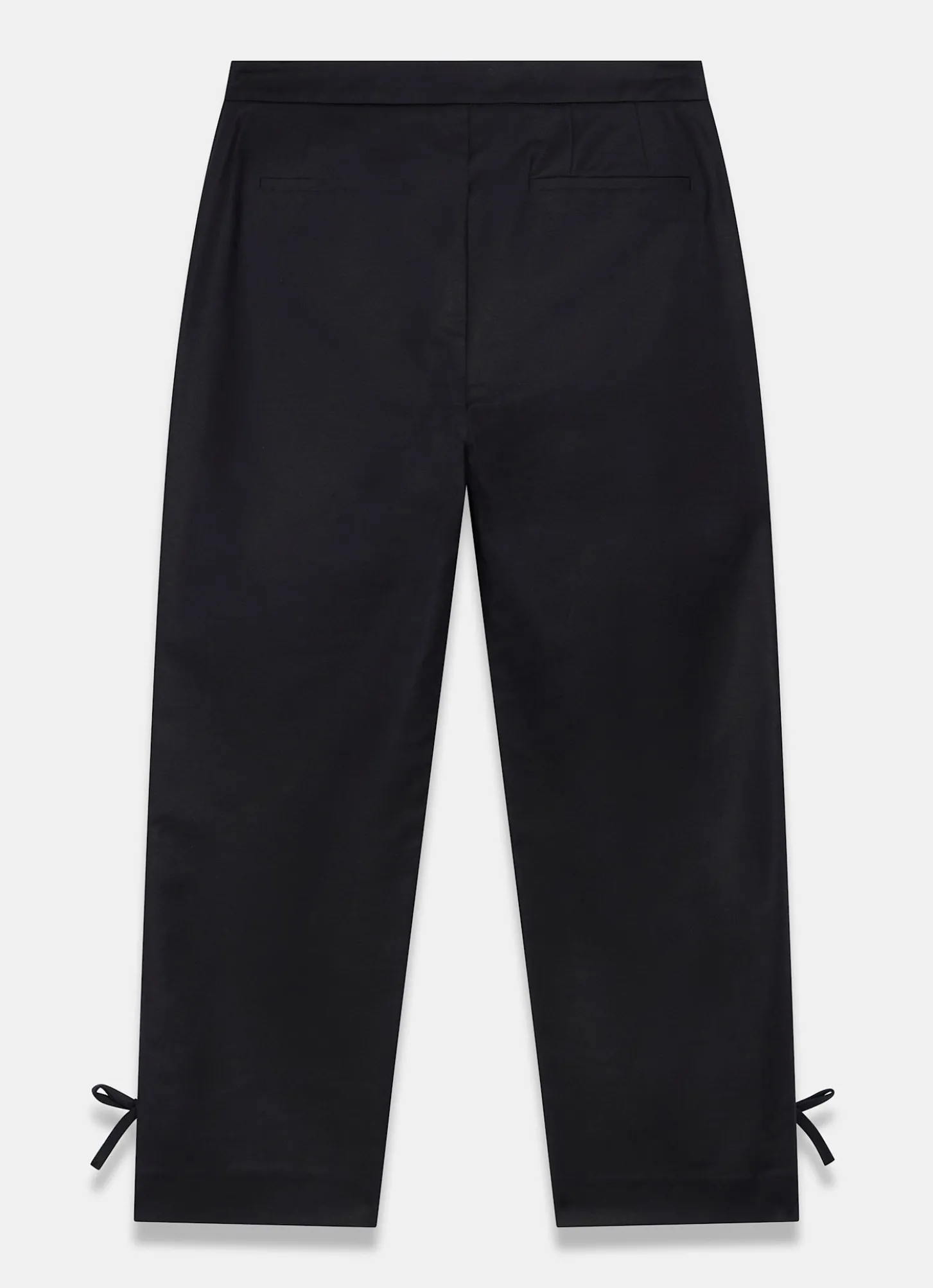 Black Cotton Blend Capri Trousers