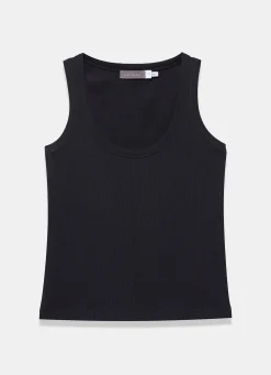 Black Cotton Blend Scoop Neck Vest