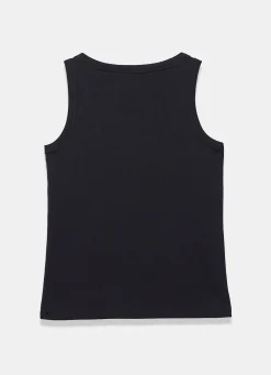 Black Cotton Blend Scoop Neck Vest