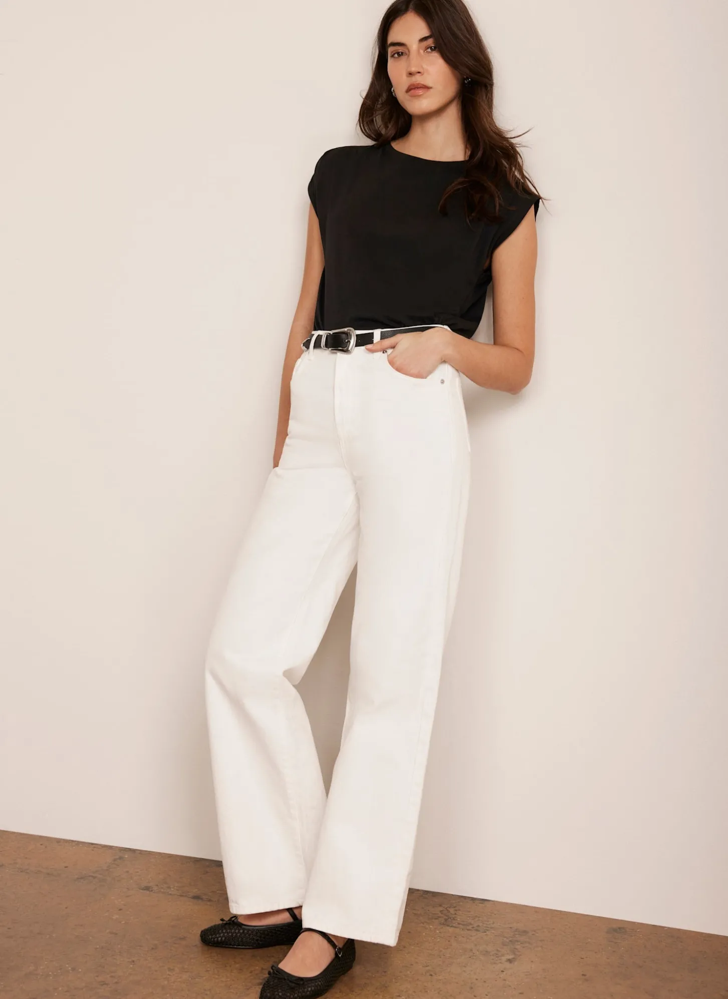Black Cotton Extended Shoulder T-Shirt