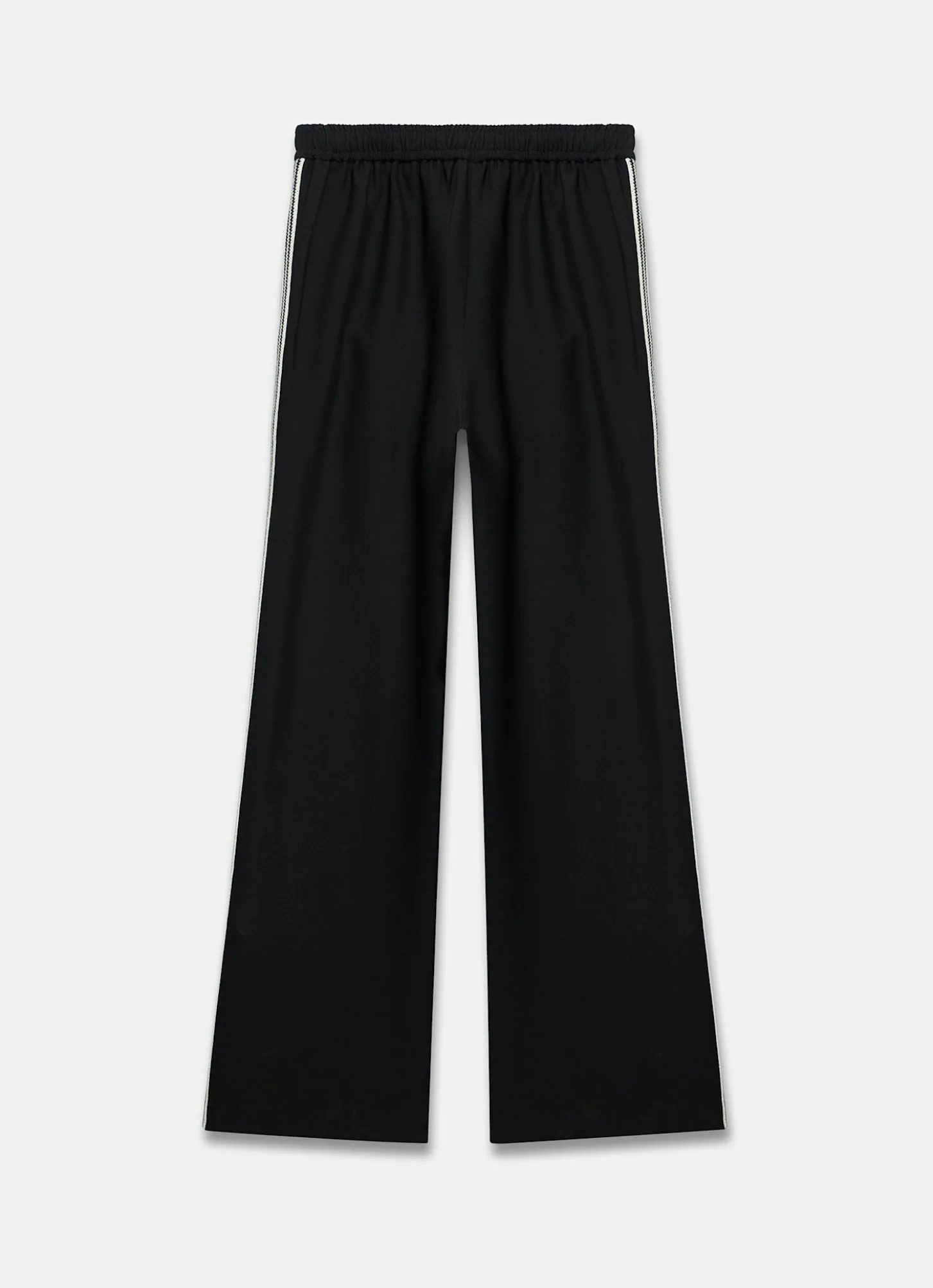 Black Crochet Side Stripe Wide Trousers