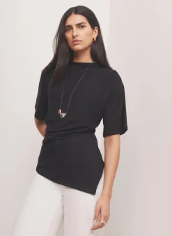 Black Draped Asymmetric Top