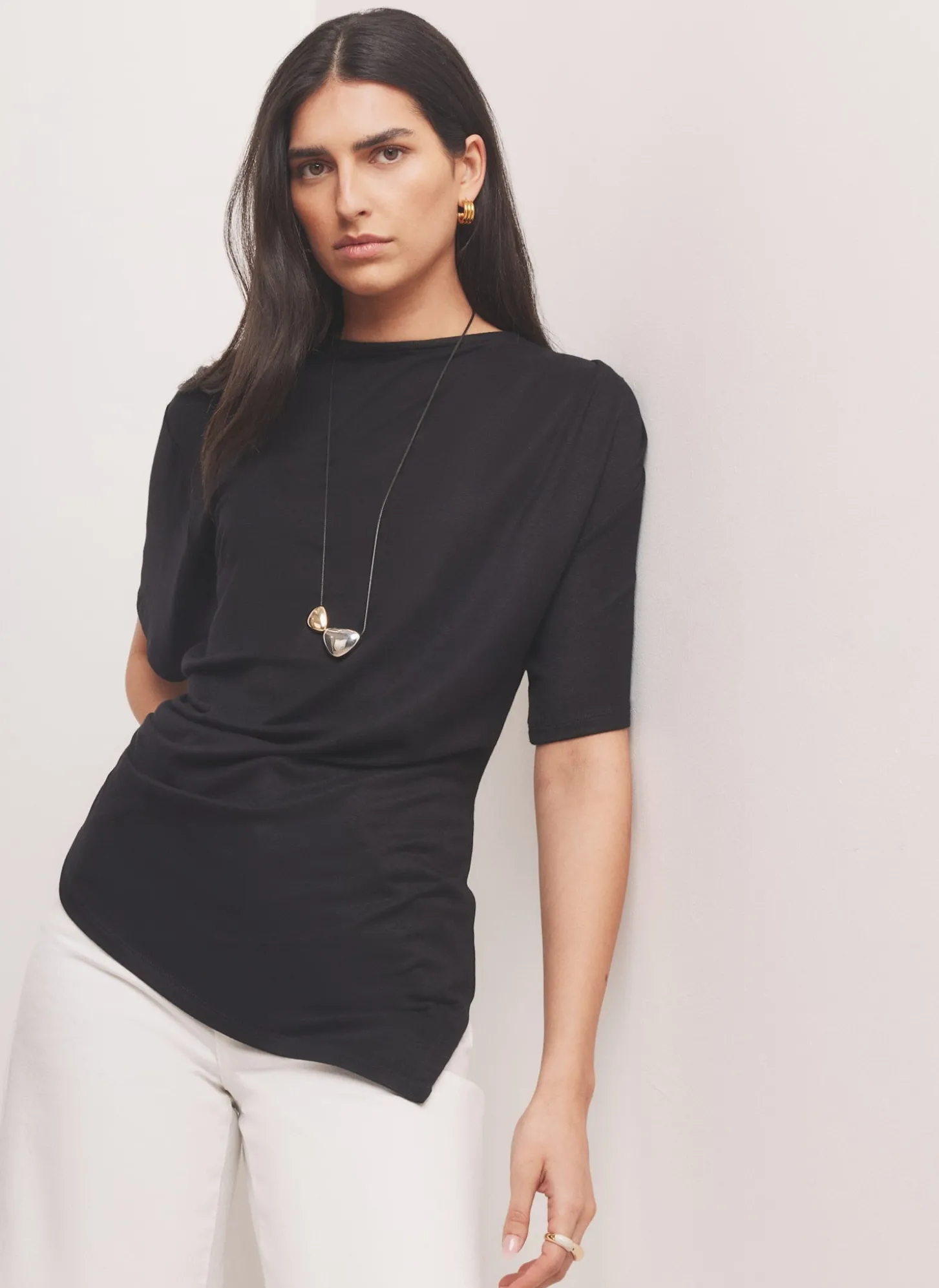 Black Draped Asymmetric Top