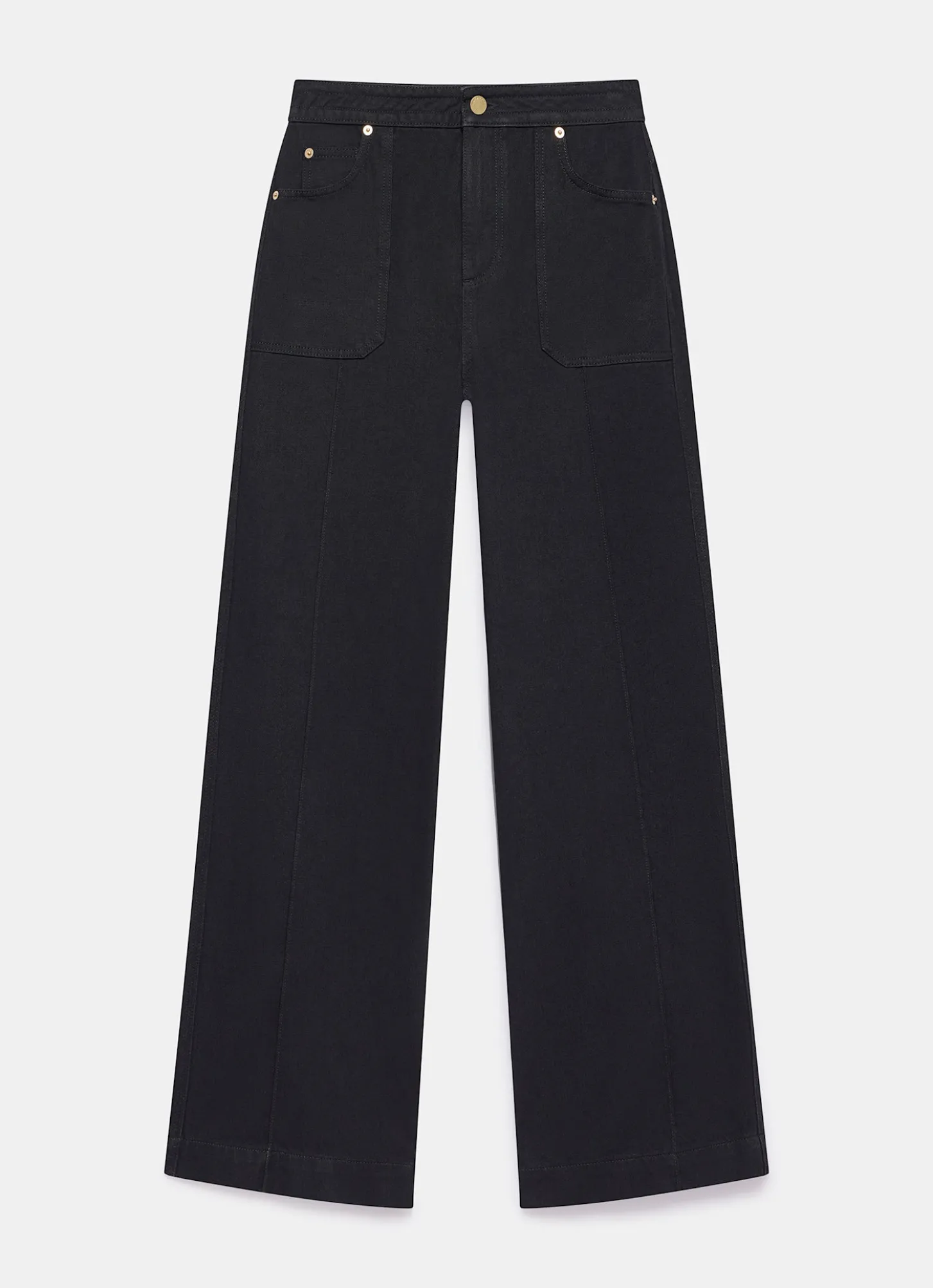 Black High Rise Wide Jeans