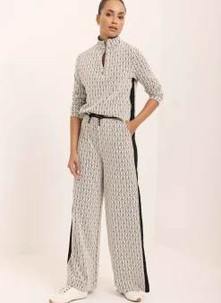 Black Jacquard Side Stripe Wide Trousers