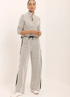 Black Jacquard Side Stripe Wide Trousers