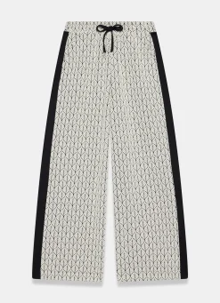 Black Jacquard Side Stripe Wide Trousers