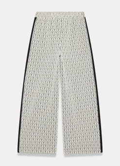 Black Jacquard Side Stripe Wide Trousers