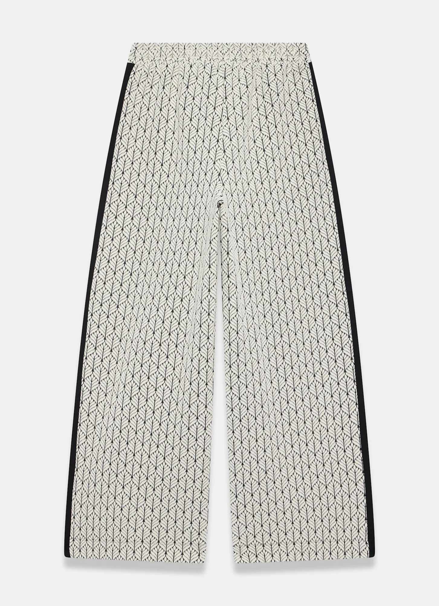 Black Jacquard Side Stripe Wide Trousers