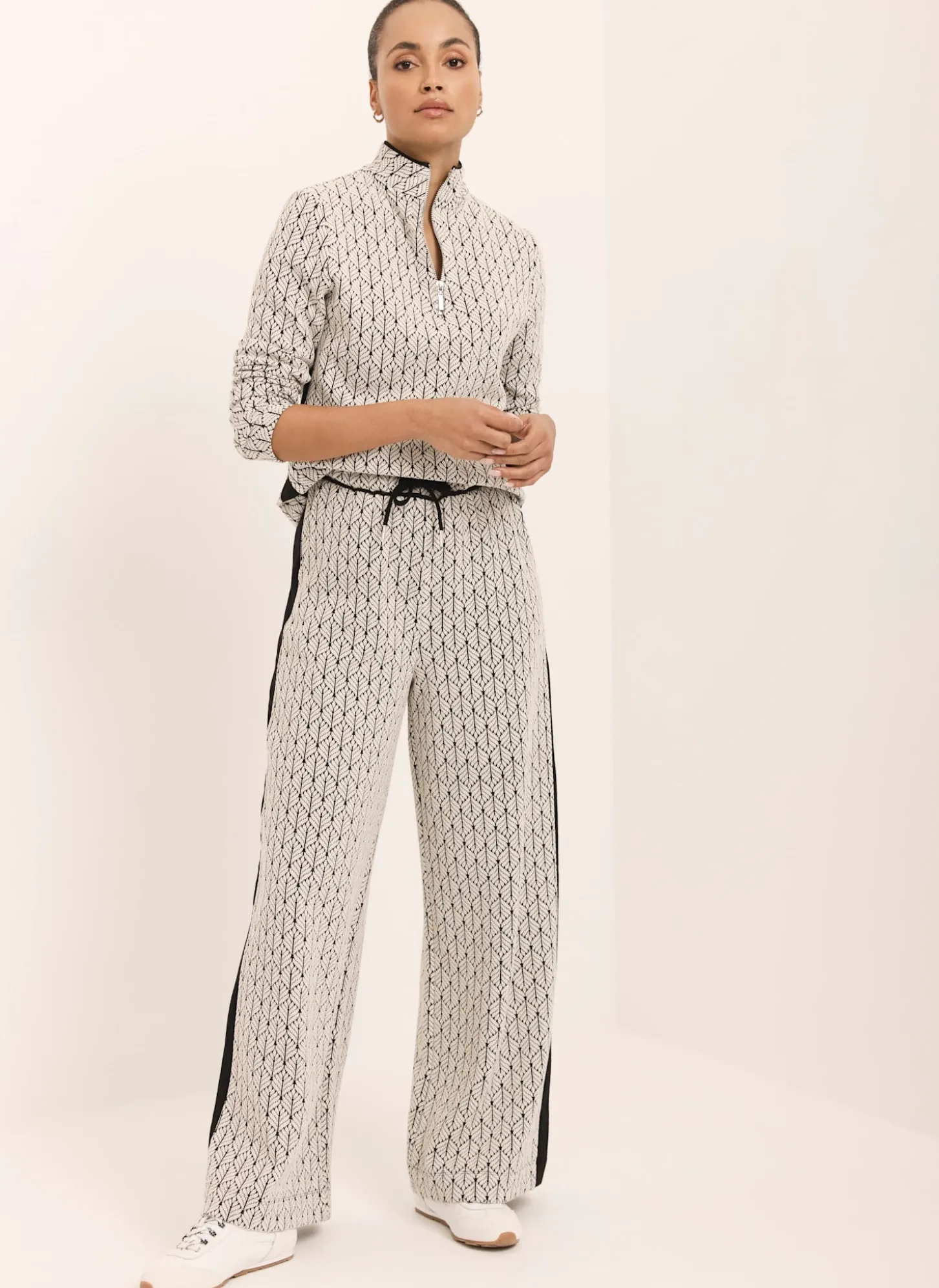 Black Jacquard Zip Top