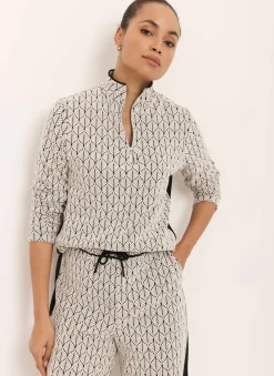 Black Jacquard Zip Top