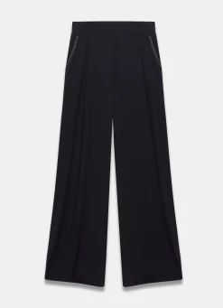 Black Jersey Palazzo Wide Leg Trousers