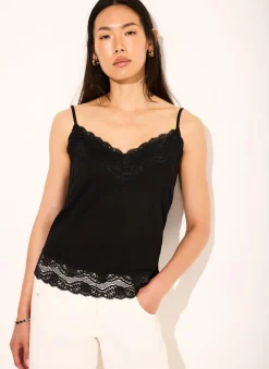 Black Lace Detail Camisole Top