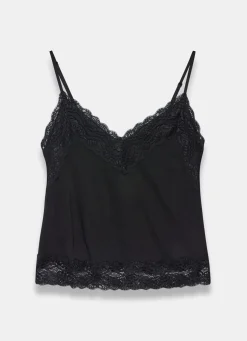 Black Lace Detail Camisole Top