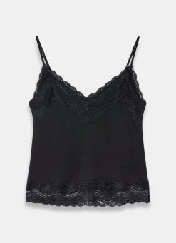 Black Lace Detail Camisole Top