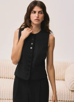 Black Lace Trim Waistcoat