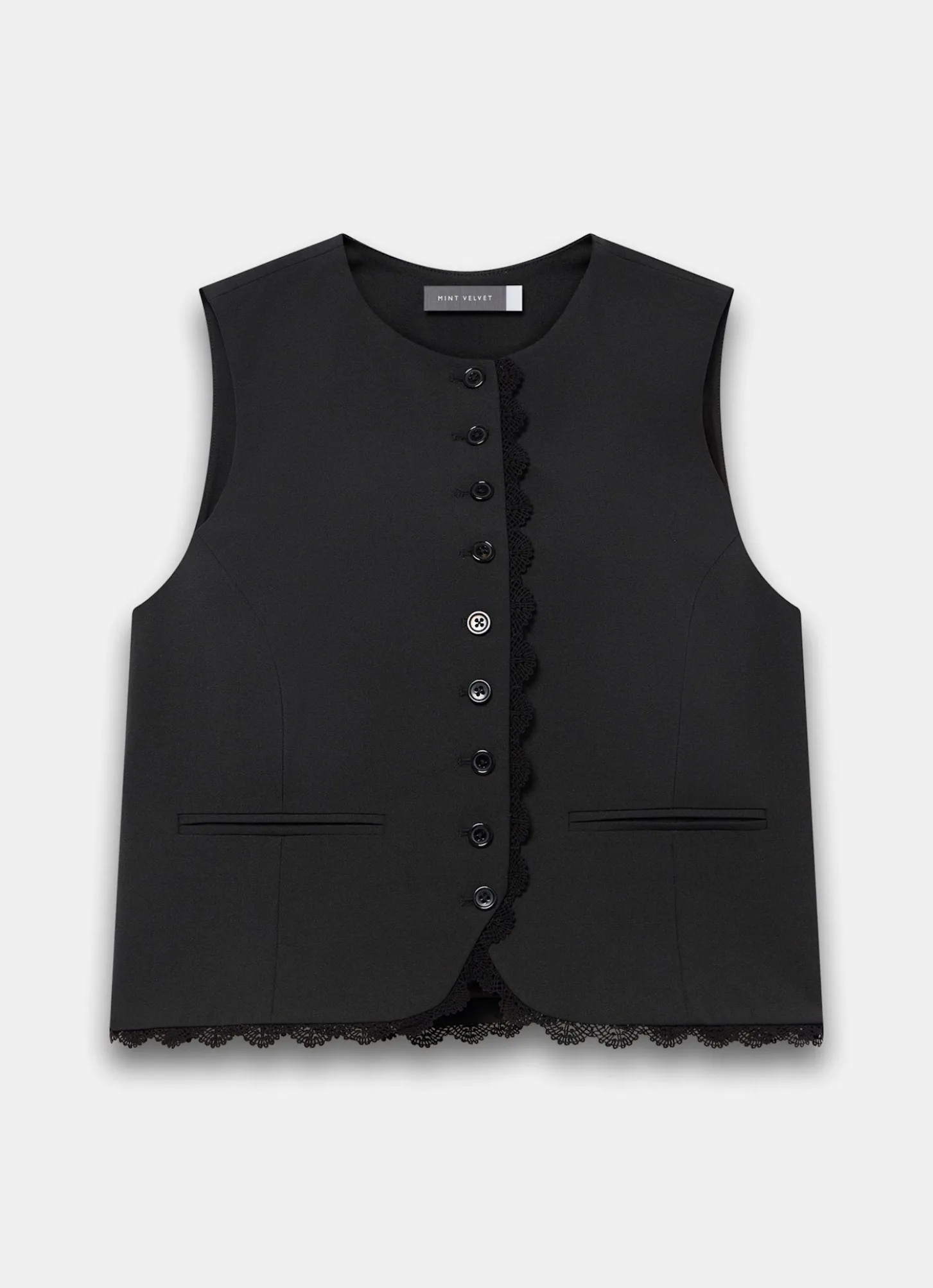 Black Lace Trim Waistcoat