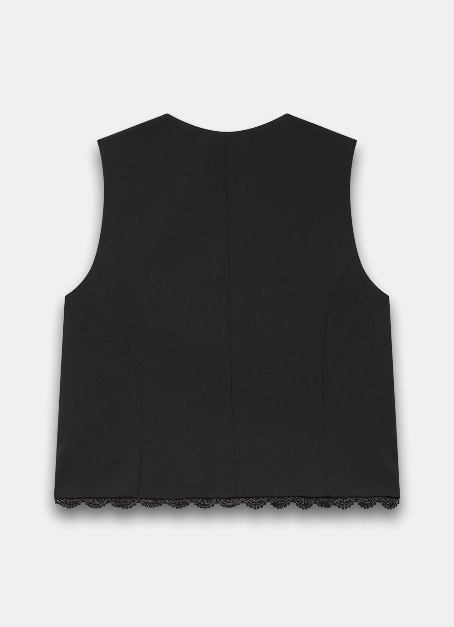 Black Lace Trim Waistcoat