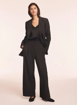 Black Lace Trim Wide Trousers