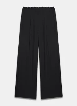 Black Lace Trim Wide Trousers