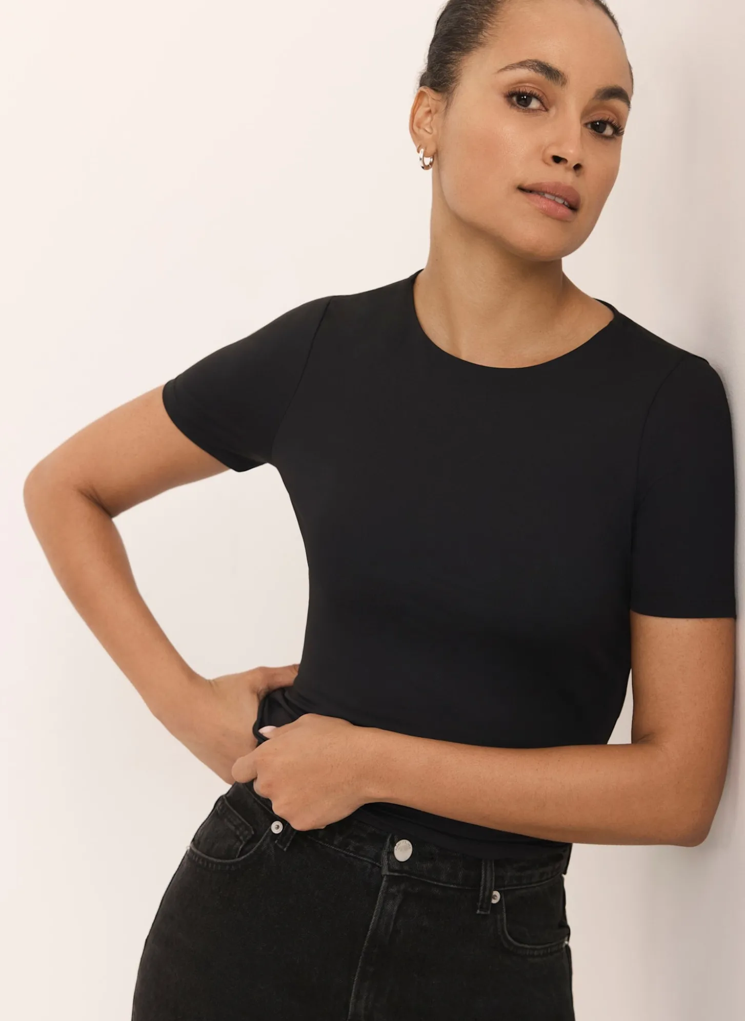 Black Layering Short Sleeve Top