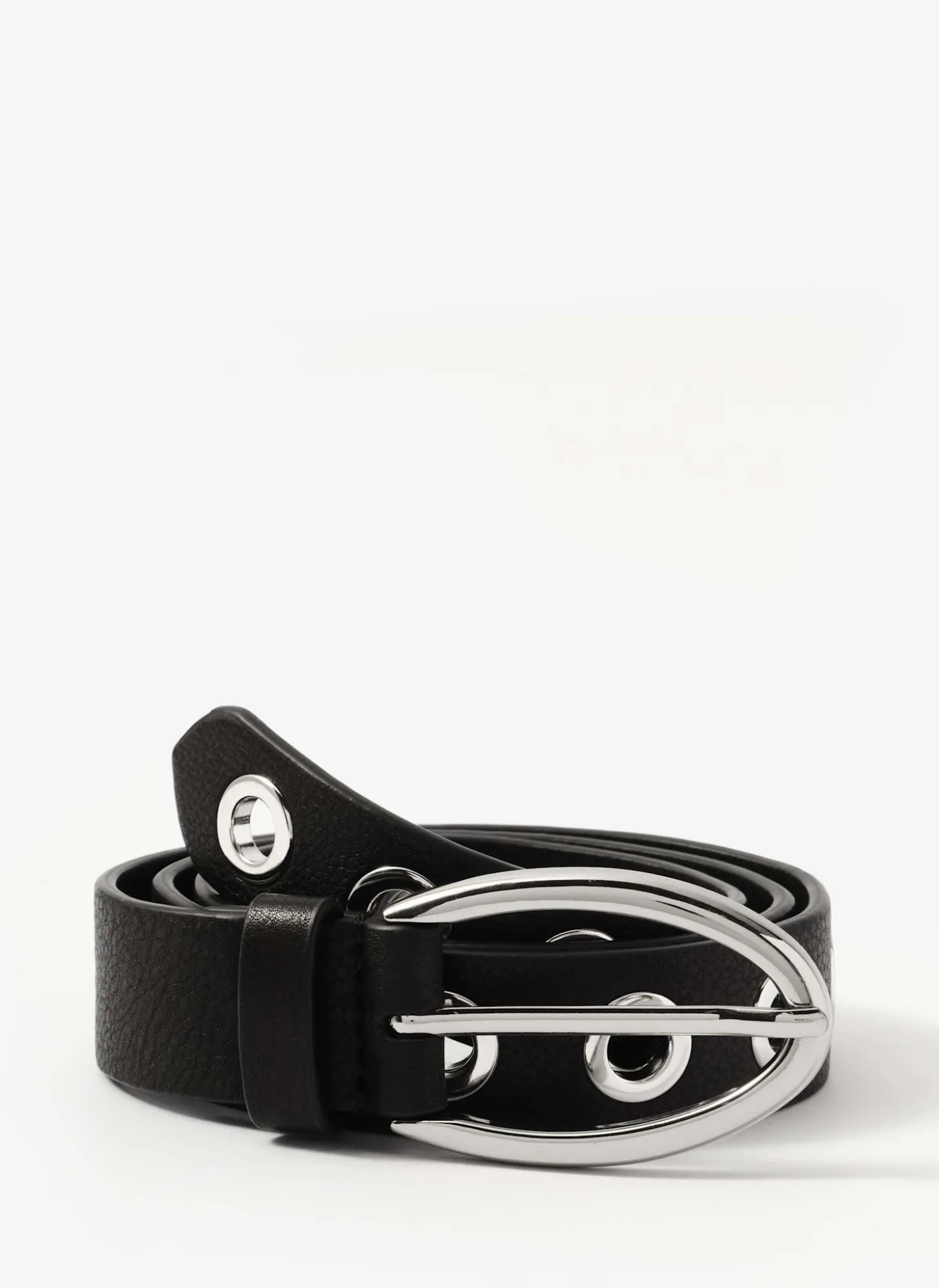 Black Leather Eyelet Belt