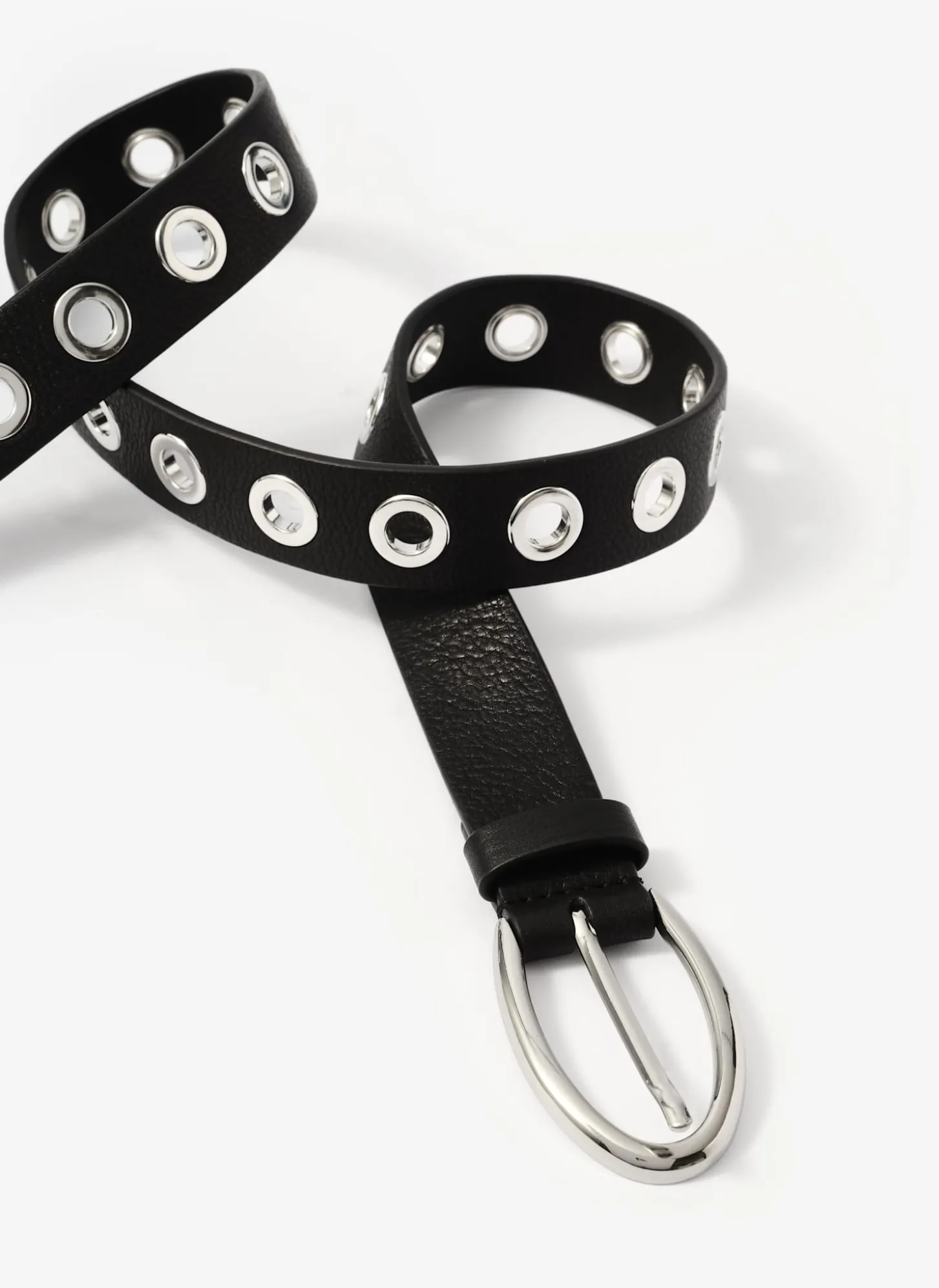 Black Leather Eyelet Belt