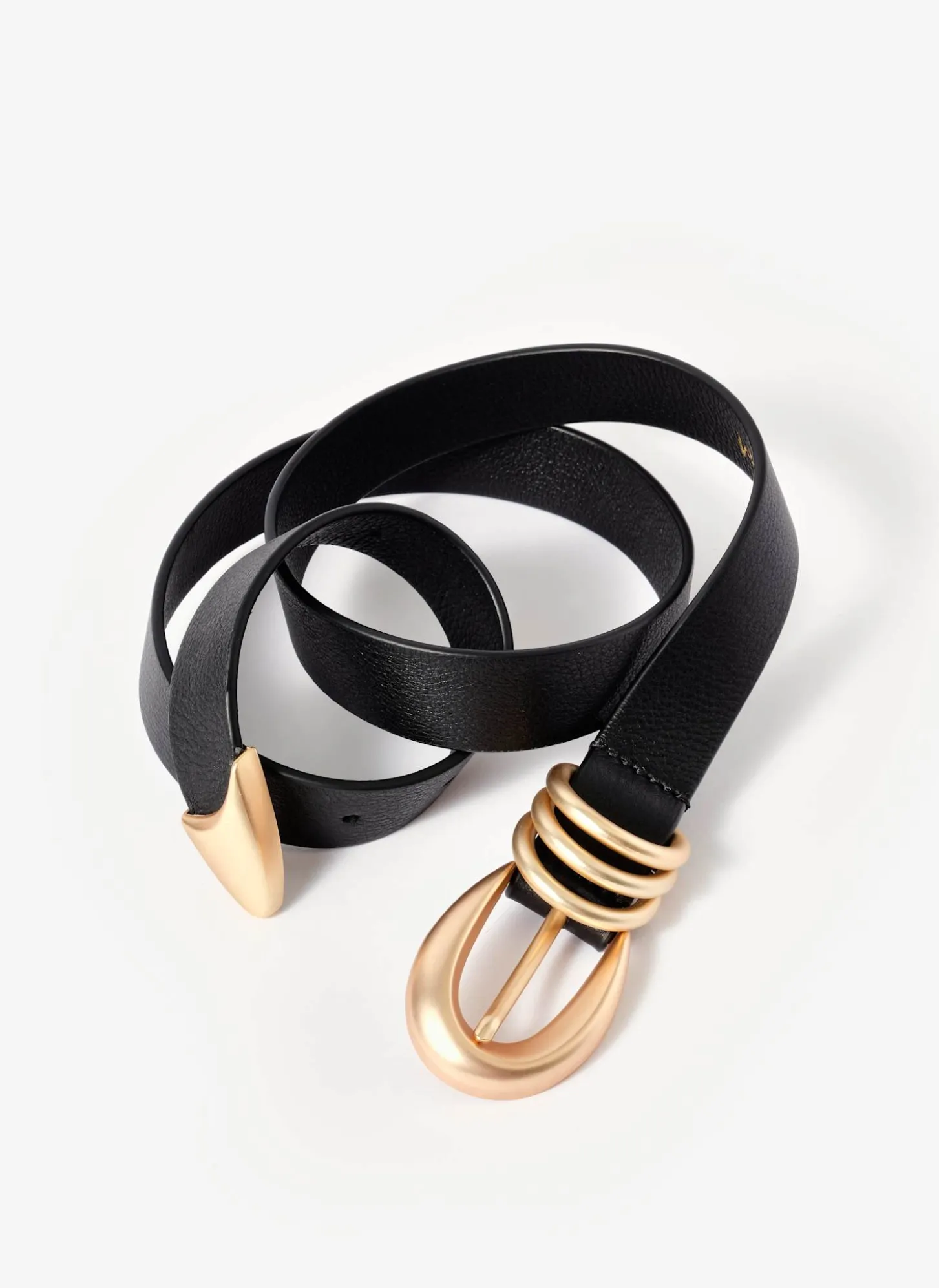 Black Leather Slim Belt