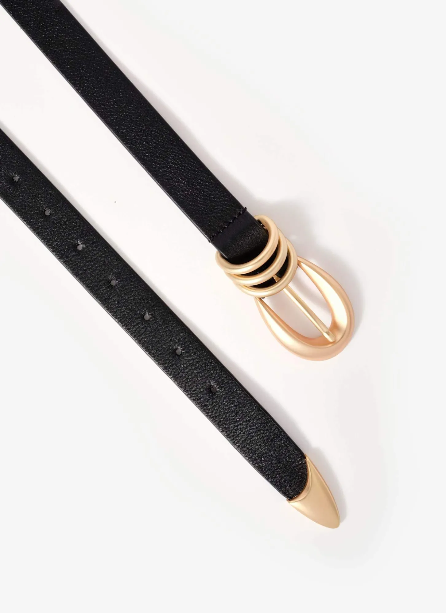 Black Leather Slim Belt