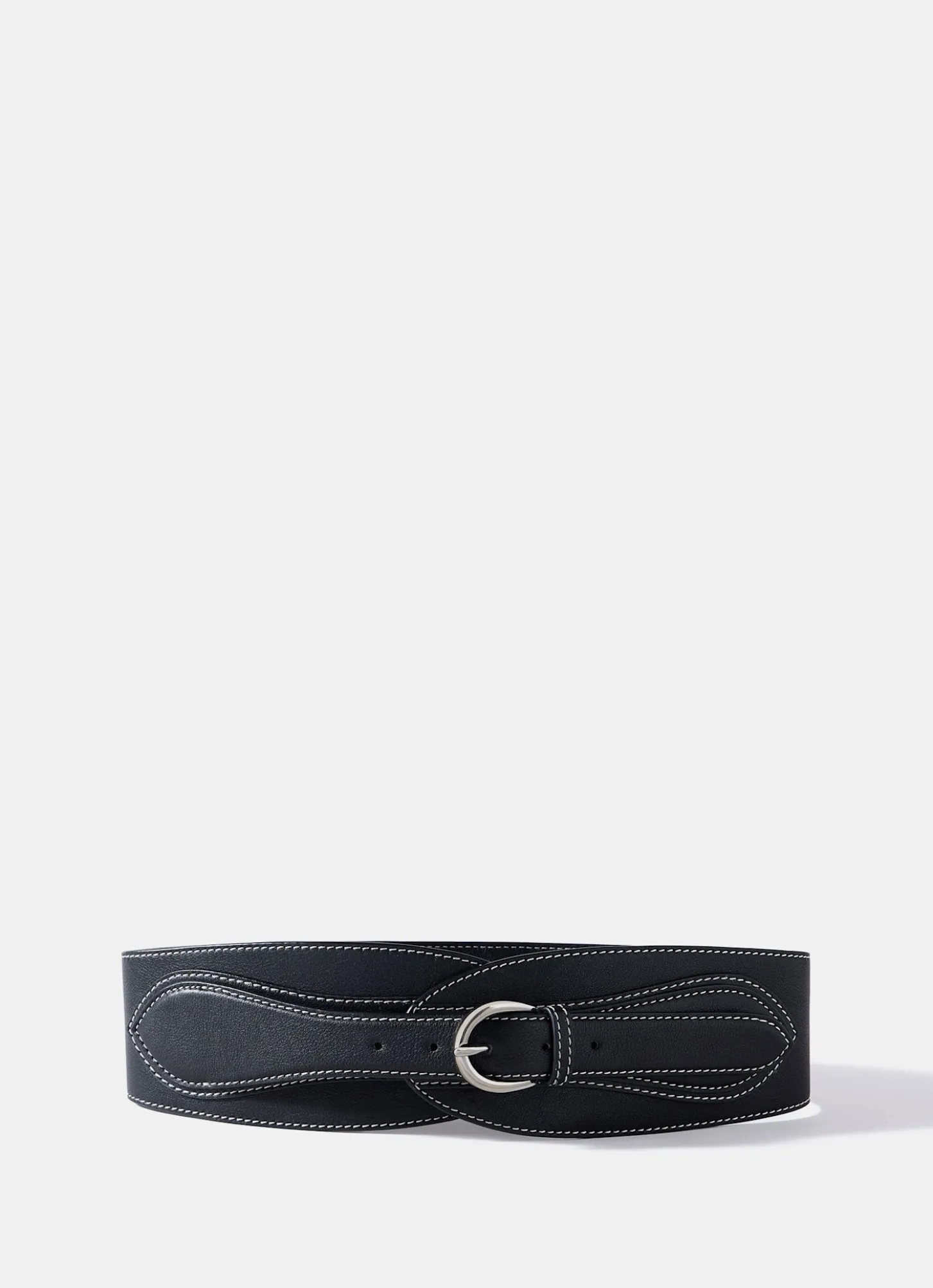 Black Leather Wide Waist Belt